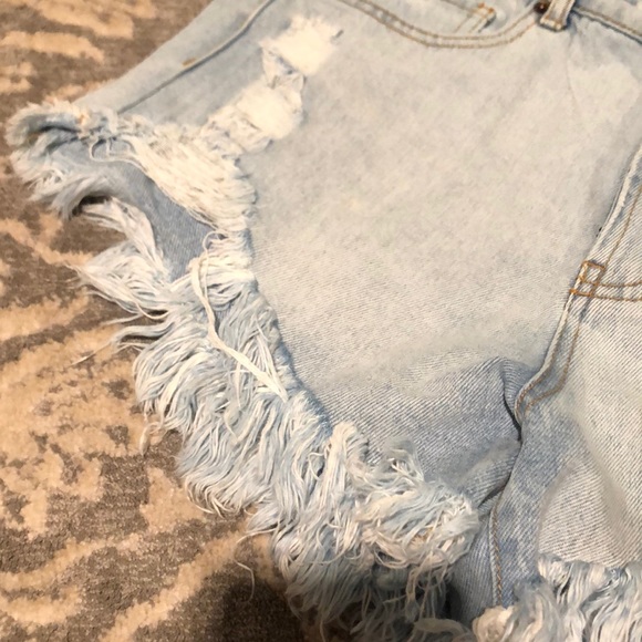 HighRise Distressed Jeans Shorts - Picture 3 of 4